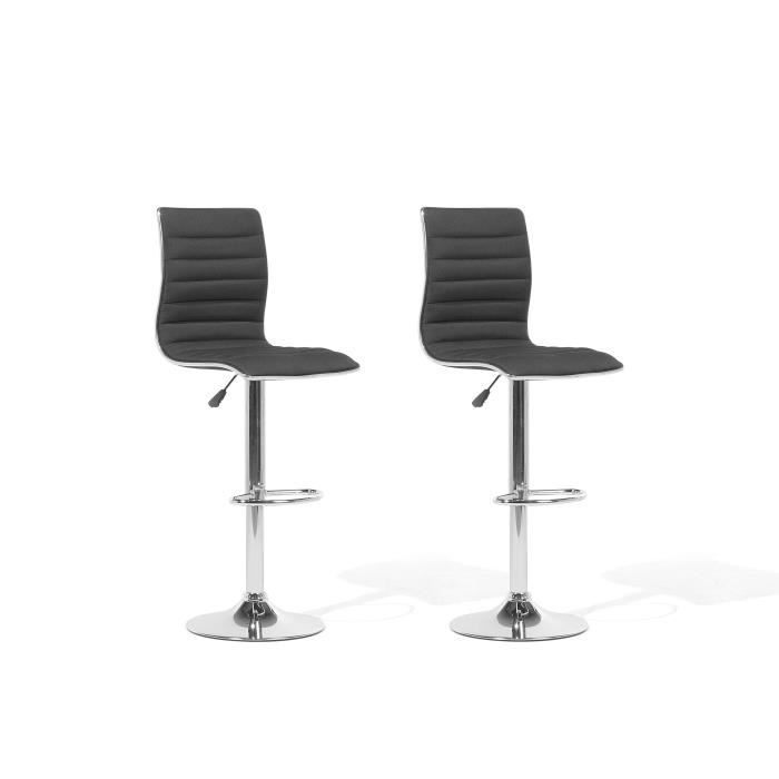 Chaises de bar en tissu noir LUCERNE - BELIANI - Lot de 2 - Intérieur - Contemporain - Design Chaises de bar en tissu noir LUCERNE - BELIANI - Lot de 2 - Intérieur - Contemporain - Design