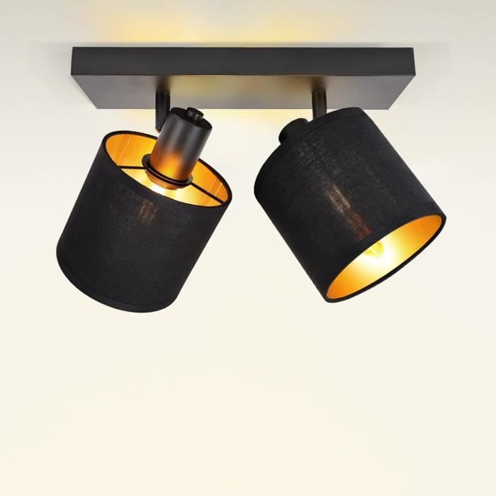 Spot Plafond 2 Flammes Vintage Orientable - E14, Métal Et Verre, 350° Rotation, Sans Ampoule
