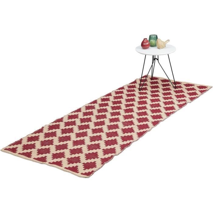 Grand Tapis De Couloir En Laine 250x80 Cm, Motif 525000 Points, Déco Maison