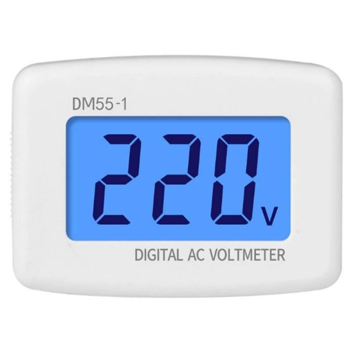 Voltmètre Numérique Prise EU 230V – DM55-1-EU – Écran LCD – Idéal Camping-Car, Maison, Surveillance Tension 110-300V