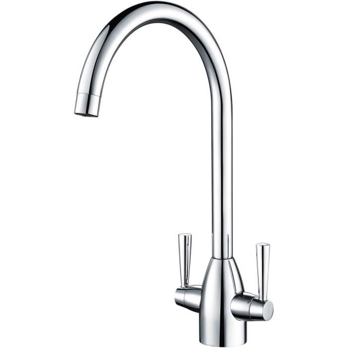 Mitigeur Cuisine Oakbrook – 2 Trous – 2 Robinets – Chrome Argenté – Occasion