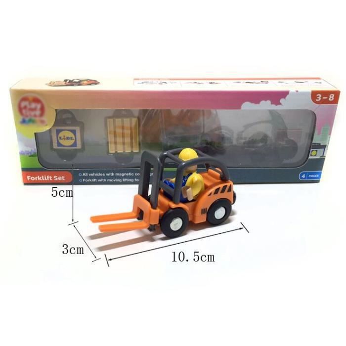 LEADSTAR Lot 4 Voitures Press And Go – Pompier, Police, Ambulance, Pelle – Yeux Clignotants – Dès 3 Ans