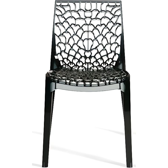 chaise transparente salle à manger café empilable nid d'abeille grand soleil gruvyer, couleur: gris