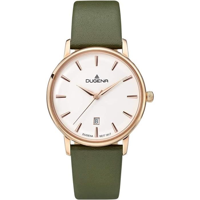 Bracelet montre NATO cuir SELECT-HEURE Noir mat, boucle or (dorées