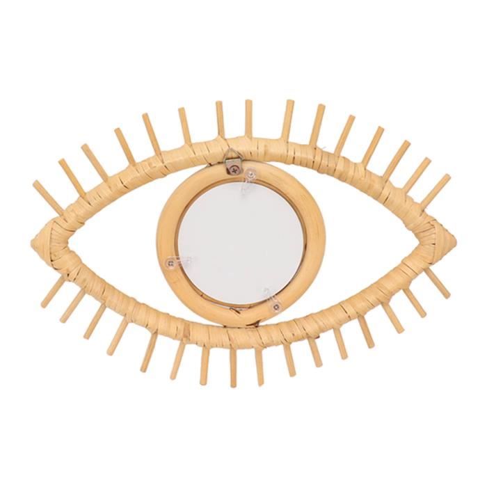 Miroir de maquillage rond en rotin, décoration artistique innovante, miroir mural suspendu pour