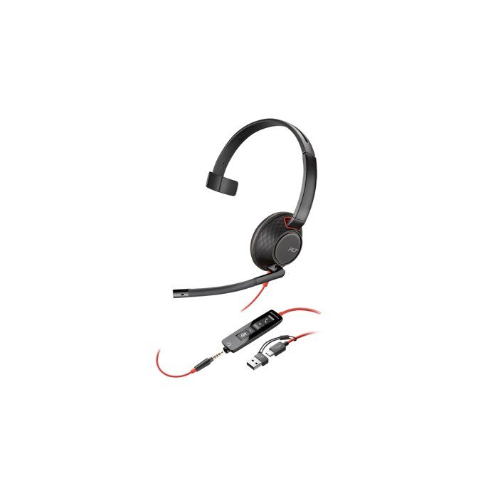 POLY Micro casque monaural USB C Blackwire 5210 + prise 3 5 mm + adaptateur USB CA lot Neuf - vue 5
