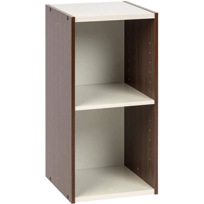 Iris Ohyama Meuble de rangement Bibliothèque/ 2 Etagères modulables UB-6035 Marron L29 x P34.7 x H59.4 cm