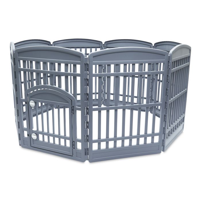 Iris Ohyama Parc pour Chien Intérieur Extérieur avec 8 Panneaux & Porte Verrouillable H80cm Gris Plastique CI-908E Iris Ohyama Parc pour Chien Intérieur Extérieur avec 8 Panneaux & Porte Verrouillable H80cm Gris Plastique CI-908E