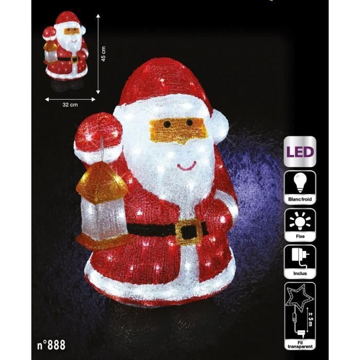 Père Noël lumineux avec lanterne 120 LED Cdiscount Maison
