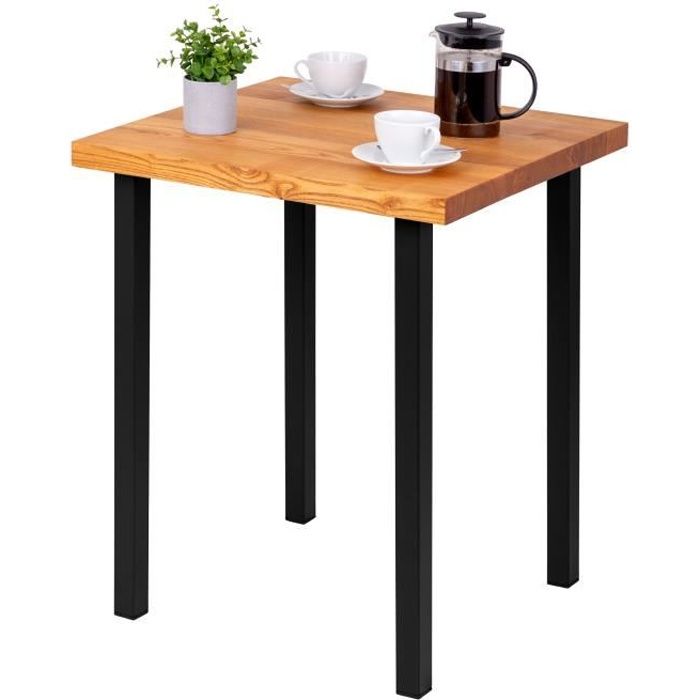 lamo manufaktur table haute de cuisine - mange debout - table de bar - 60x60x76 cm - noir - modèle classic - frêne foncé