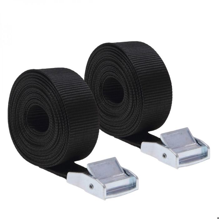 Lot De 2 Sangles D'arrimage Qualité Supérieure - 4 Mètres, Avec Protection, Noires, Neuves