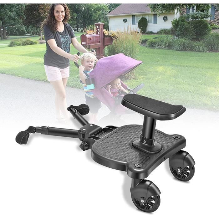 XJYDNCG Planche à roulettes de poussette pour Bébé Avec siège debout  Conception stable à deux roues - Noir