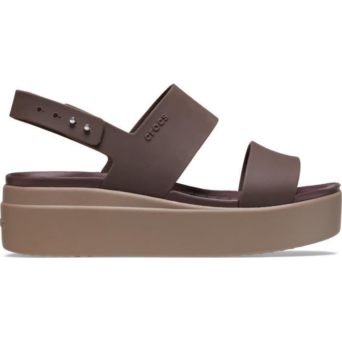 Sandales femme Crocs Brooklyn Marron Talon compense 45mm Confort LiteRide Mocha mushroom Cdiscount Chaussures