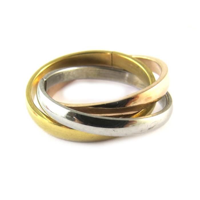 Bague Alliance TRIO 3 ANNEAUX LARGE en ACIER NEUF T 68