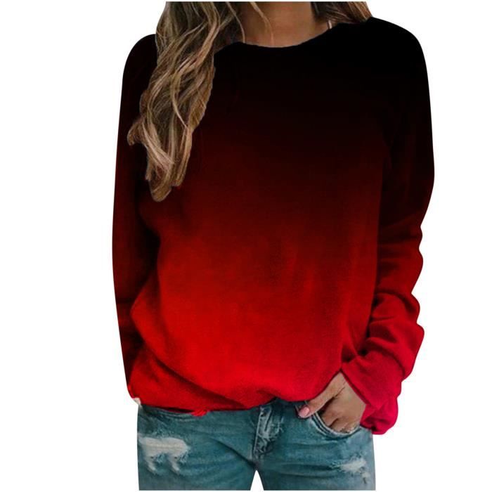 Chemisier Femme Dégradé Col V En Mousseline - Manches Longues, Style Décontracté Pour L'été Ou Le Travail