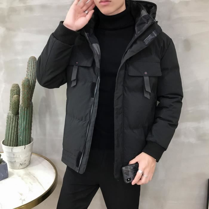 Doudoune Homme Hiver NAFING - Veste Matelassée Légère à Capuche, Coupe-vent, Manches Longues - Idéale Pour Randonnée, Quotidien, Grand Froid