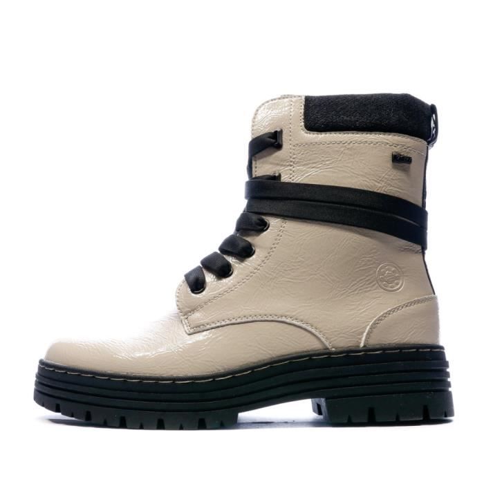 boots femme beige - relife jankale - tige synthétique - fermeture zippée et lacets