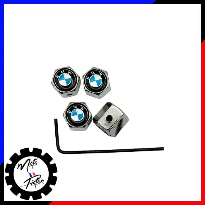 Bouchon de valve antivol logo bmw bleu et blanc argent M performance motorsport voiture jantes roue pneu