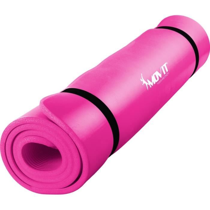 Tapis de gymnastique yoga pilates fitness pliable portable grand confort  180l x 60l x 5h cm revêtement synthétique rose - Conforama