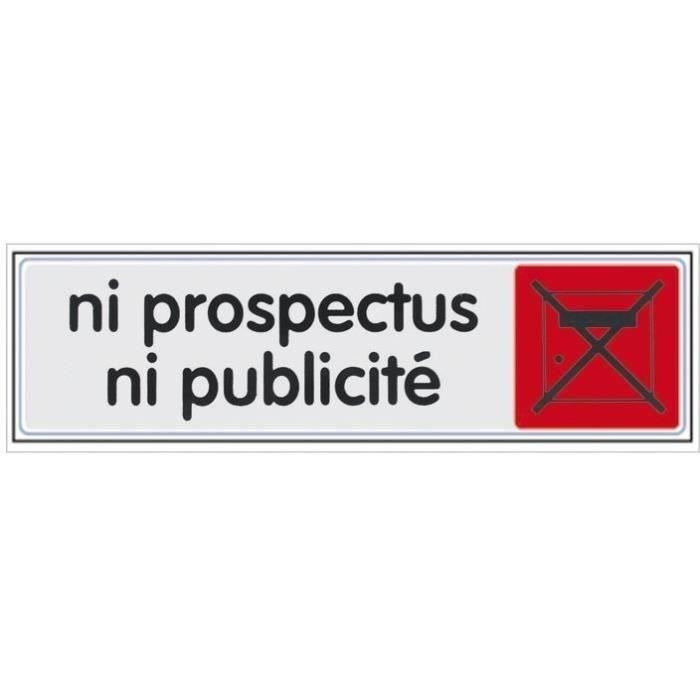 Plaque 170x45mm plexi couleur NI PROSPECTUS NI PUBLICITE sur carte