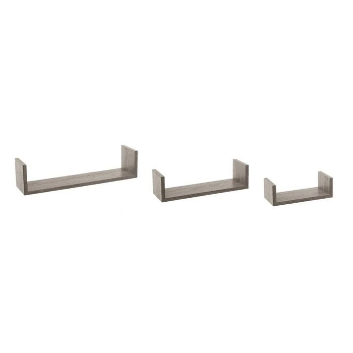 Lot de 3 Étagères Murales Bord 42cm Chêne Gris Lot de 3 Étagères Murales Bord 42cm Chêne Gris