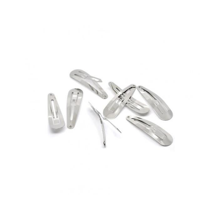 Accessoires création barrettes à cheveux clic clac 46 x 13 mm (10 pièces) Gris