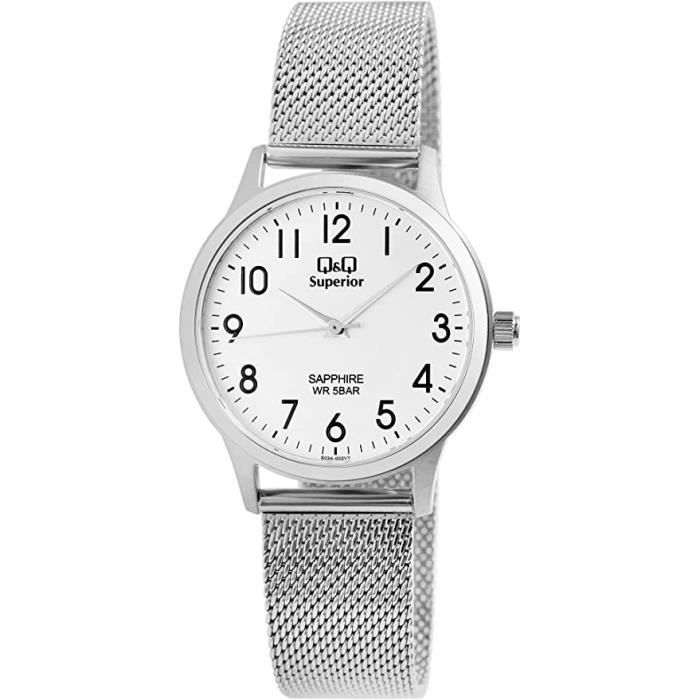 Montre Q&Q à Quartz - Neuf De Stock, Pile Neuve, Cadran Gris Et Noir, Bracelet Cuir | Style Habillé, Unisexe