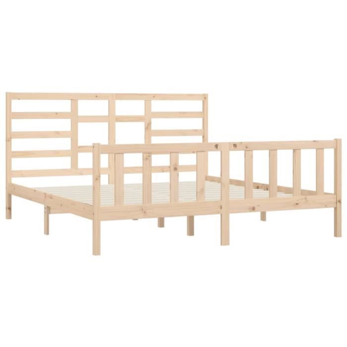 Cadre de lit bois massif 180x200 cm super king - DILWE - Classique