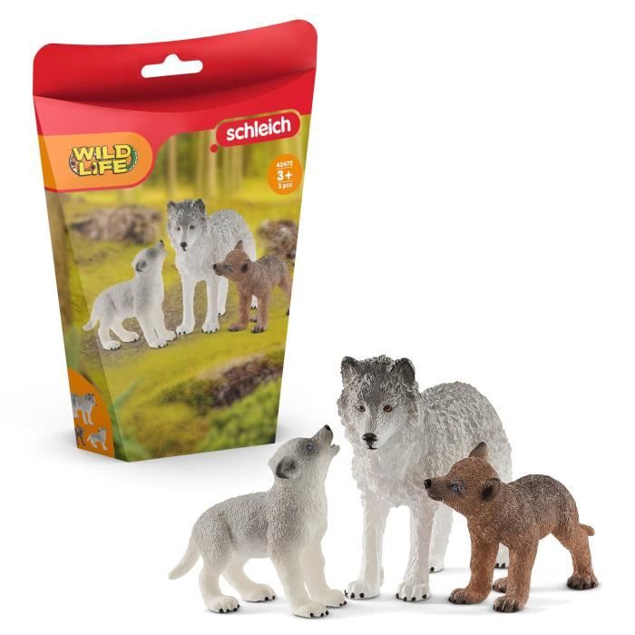 Coffret Maman Louve et Louveteaux - Jouets Schleich Authentiques, Détaillés et Durables pour Jouer e