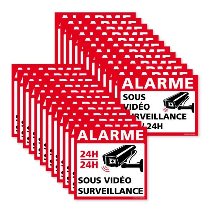 Autocollants Alarme Lot de 24 Adhésifs Sécurité 1212 Sous Vidéo Surveillance  24h/24h - Cdiscount Bricolage