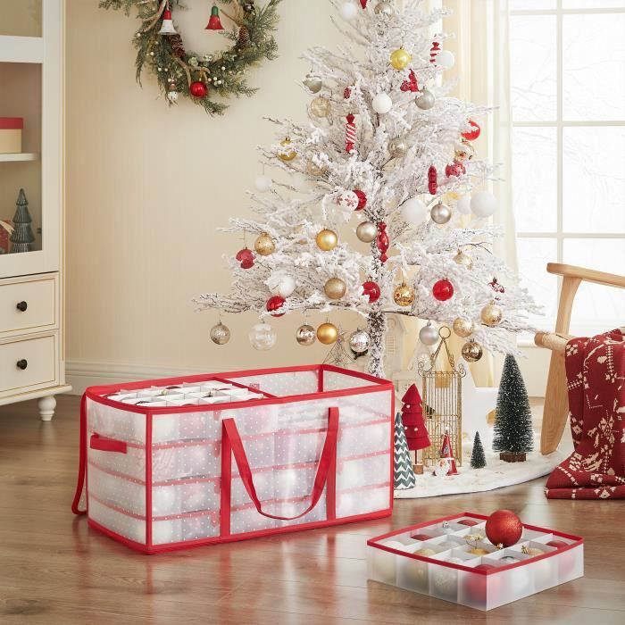 SONGMICS Boîtes de rangement pour décorations de Noël, 128 compartiments,  séparateurs modulables, 67 x 34 x 34 cm, RFB029T01 - Cdiscount Maison