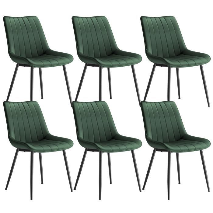 Lot de 6 Chaises de Salle à Manger Supportant Jusqu’à 120 kg Pied en Acier Dossier Ergonomique Vert et Noir dEncre Lot de 6 Chaises de Salle à Manger Supportant Jusqu’à 120 kg Pied en Acier Dossier Ergonomique Vert et Noir dEncre