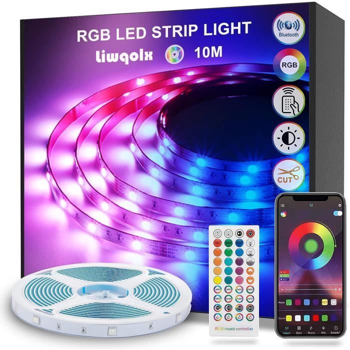 Ruban LED Bleutooth 12M (6M*2) - 5050 RGB Bande Lumineuse APP Télécommande  - Multicolore Synchroniser Musique, Déco Noël Fête - Cdiscount Maison