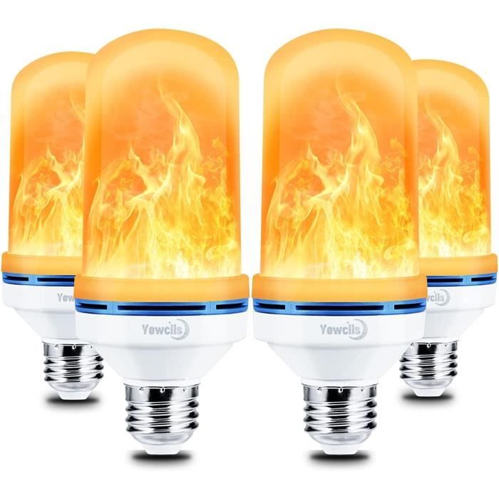 Yewclls Ampoule flamme E27-E26 Lampe à effet vacillant, applique murale,  lère vacillante avec 4 modes d'éclairage pour jardin, b288 - Cdiscount  Maison