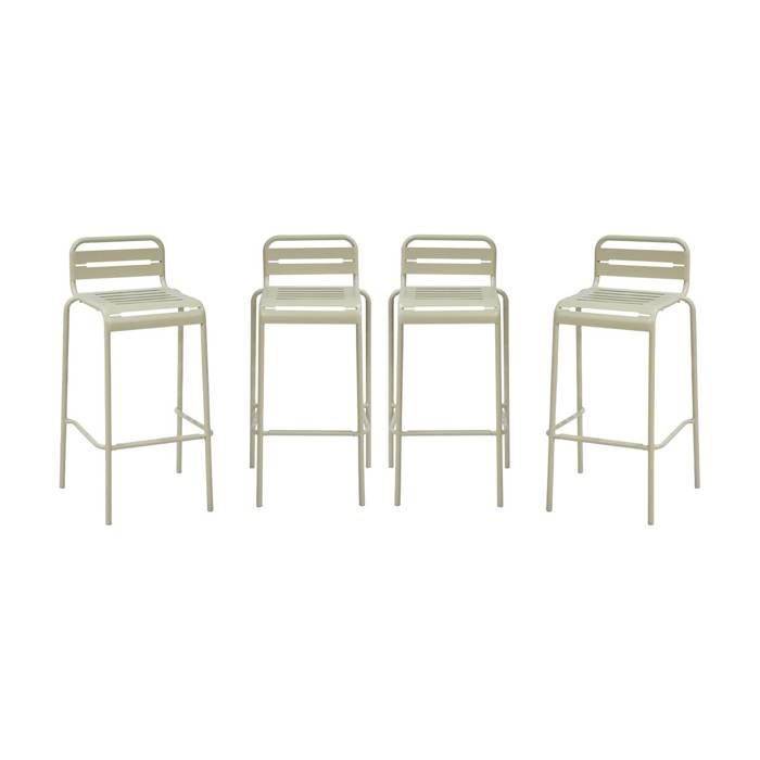 Lot de 4 chaises hautes de jardin acier. 4 places. beige. L 44 x P 41 x H 85cm Lot de 4 chaises hautes de jardin acier. 4 places. beige. L 44 x P 41 x H 85cm