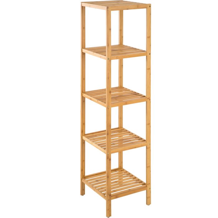 Tectake Meuble De Salle De Bain En Bois 5 Etageres 33 X33x141