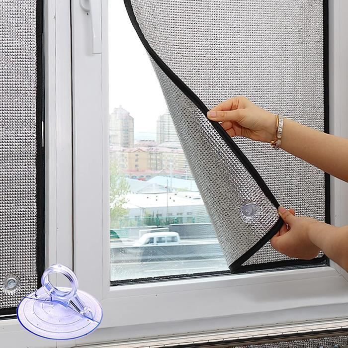 Film Fenêtre Protection Solaire Réfléchissant – Isolation Thermique Feuille Aluminium 8 Mm – 40x50 Cm – Avec Ventouses