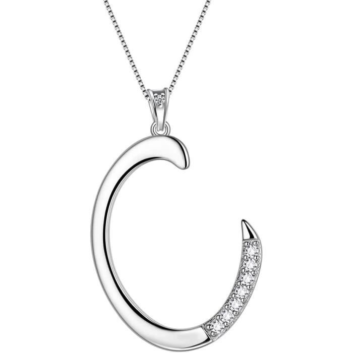 Collier Initiale Femme Et Fille - Plaqué Or 14 Carats, Lettre Trombone, Chaîne 41,8 Cm, Cadeau Personnalisé
