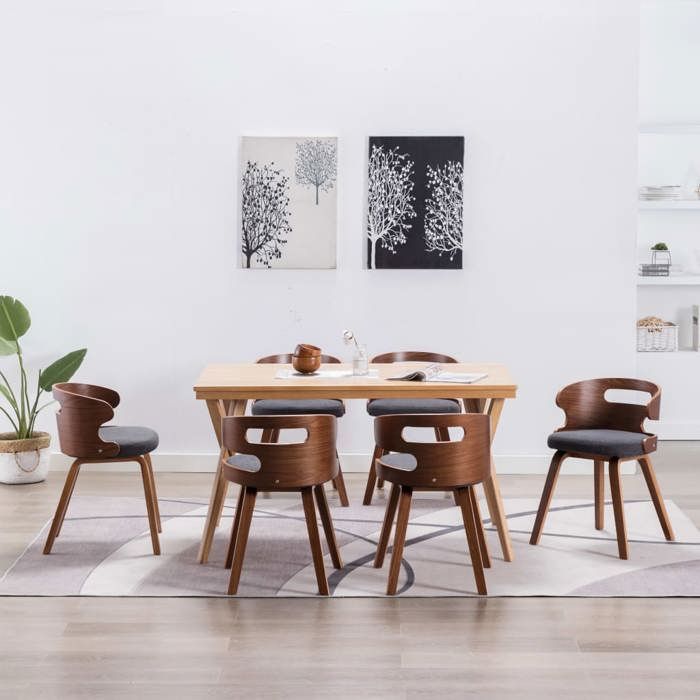vidaXL 6x Bois Courbé Chaises à Dîner Chaises de Salle à Manger Chaises de Repas Chaises de Cuisine Chaises de Salon Maison 278851