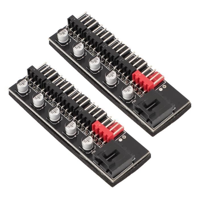 Hub Ventilateur PWM 5 Ports Pour PC - Gestion 4-5 Ventilateurs - Câble Gaine Noire - Lot De 2 - 9