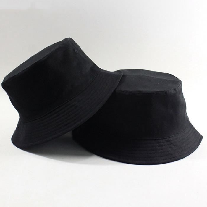 Lot 2 Chapeaux Bucket – Noir Et Kaki, Respirants, Pliables, Mentonnière Réglable – Pour Rando, Pêche, été