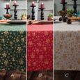 A 100X140cm -Japon Style lin coton fête de noël nappe vert bronzant or Table à manger couverture pour la fête de la maison nouvel an-1