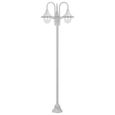 vidaXL Lampadaire de jardin E27 220 cm Aluminium 3 lanternes Blanc-1