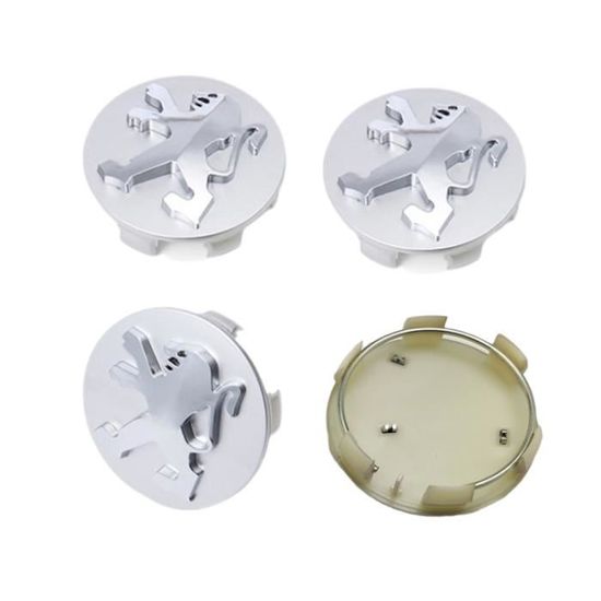 4 Cache-moyeux Pour Peugeot 206CC, 207CC, 3008, 307CC, 307SW - 56 Mm - Noir/argent - Protection Et Style