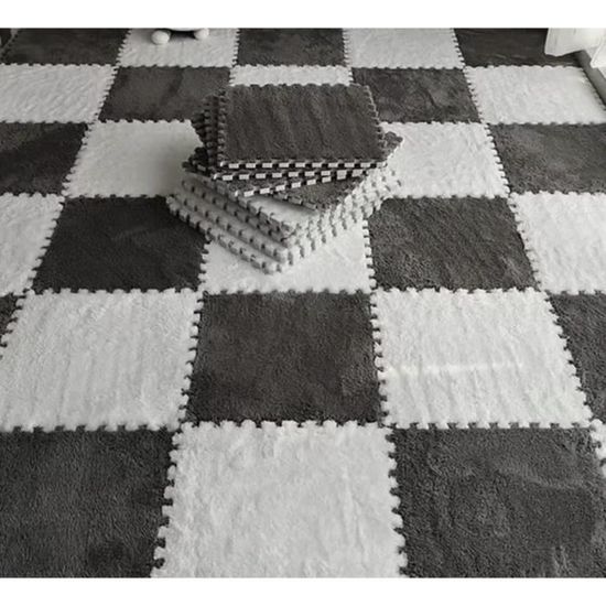 Tapis Puzzle Bébé 52 Pièces Relaxdays - Mousse EVA 1.4m² Motifs Gris/blanc