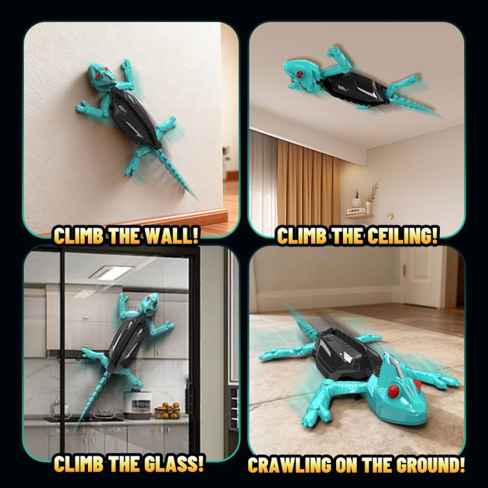 Gecko Robot Télécommandé Escalade Murs/Plafonds - Jouet Avec Ventouses, Yeux LED, Mouvements Réalistes - Pour Enfants 3 Ans Et Plus - Cadeau Garçon/Fille