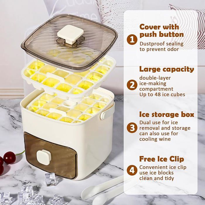 Ice Maker on Countertop Easy to Squeeze Releases All Ice Cubes in a ...