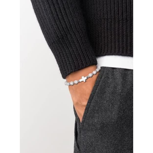 Bracelet Homme Pierre Croix GAVU - Perles œil De Tigre Réglable