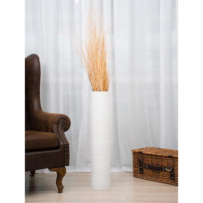 Grand Vase Sol Blanc 70 Cm - Résine, Cylindrique, Pour Salon, Chambre, Neuf