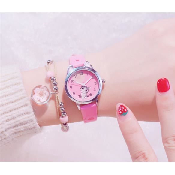 Montre enfant fille de marque quartz diamant lumineux bracelet en